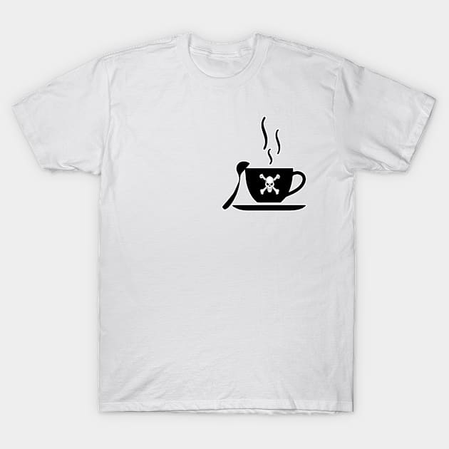 Funny coffee skull cup, coffee lovers gift, coffee gift, coffee cozy, birthday, cafeteria’s stickers, fashion Design, restaurants and laptop stickers, power coffee cup with skull inside T-Shirt by PowerD